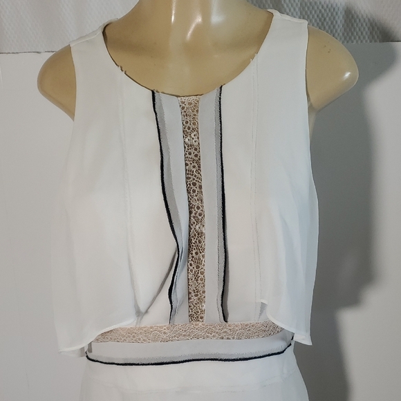 New WT BCBGMaxAzria White High Low Handkerchief Hem Chiffon Dress Size M - Picture 3 of 13